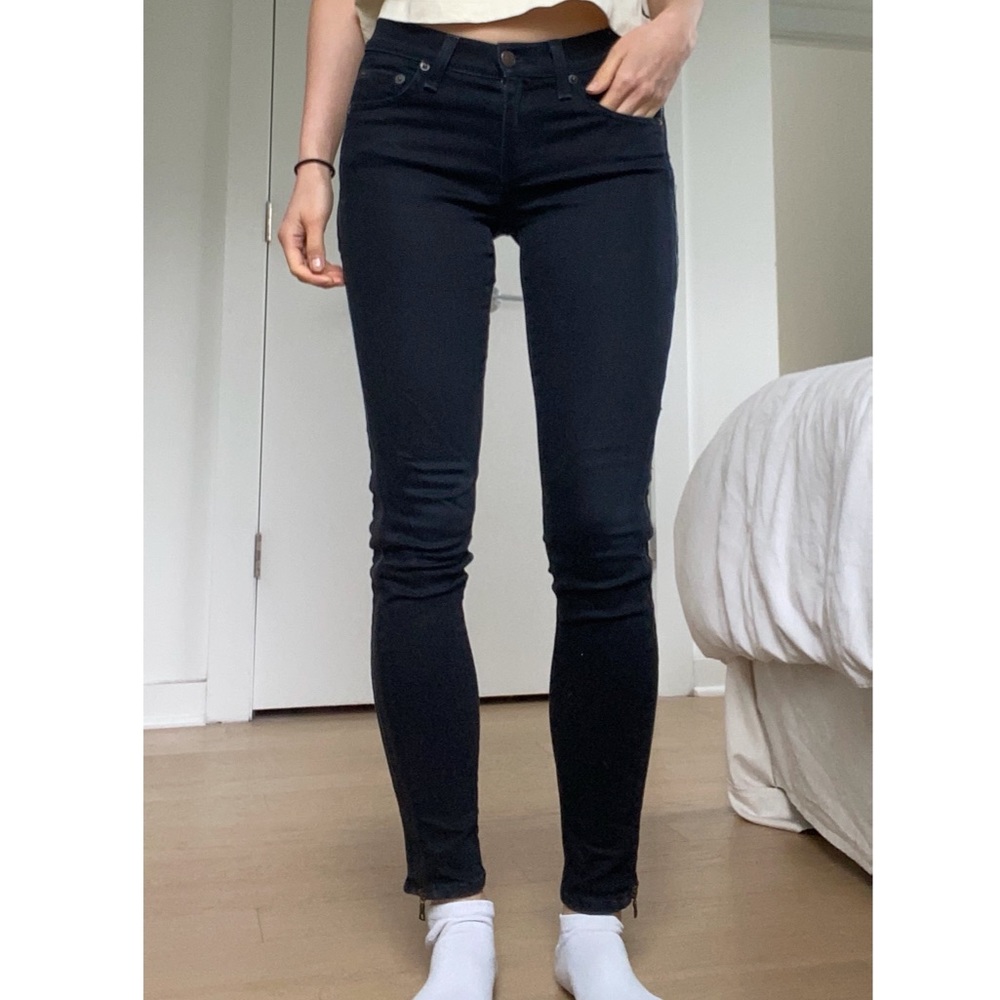 Rag & Bone Black Skinny Jeans With Side Zip